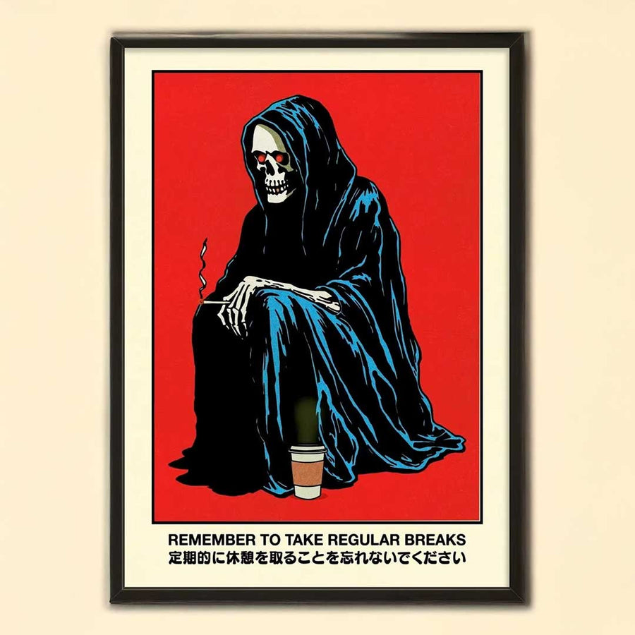 Take Regular Breaks grim reaper canvas print