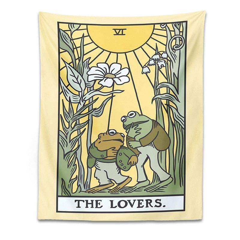 The Lovers Frog Tarot Tapestry in a full product view