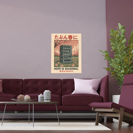 Hope Is Seasonal poster print with a vending machine beneath cherry blossoms — product view 10