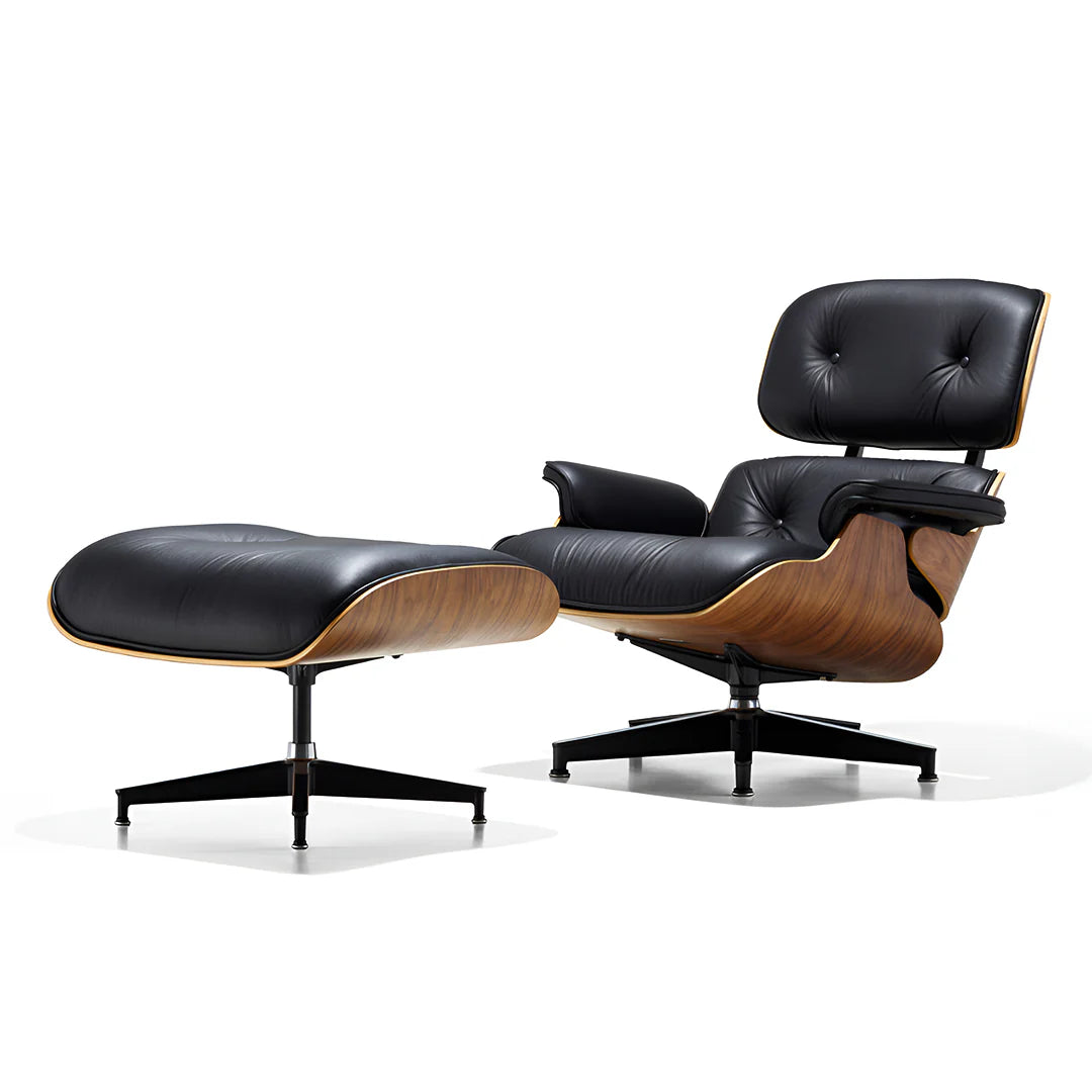 Side view of The Legacy Leather Lounge Chair and Ottoman