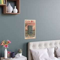Hope Is Seasonal poster print with a vending machine beneath cherry blossoms — product view 7