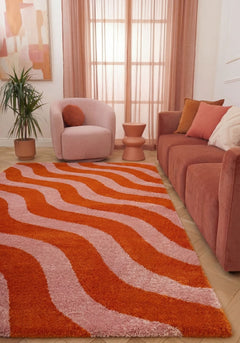 Sunset Ripple Rug — styled interior view