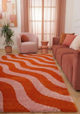 Sunset Ripple Rug — styled interior view