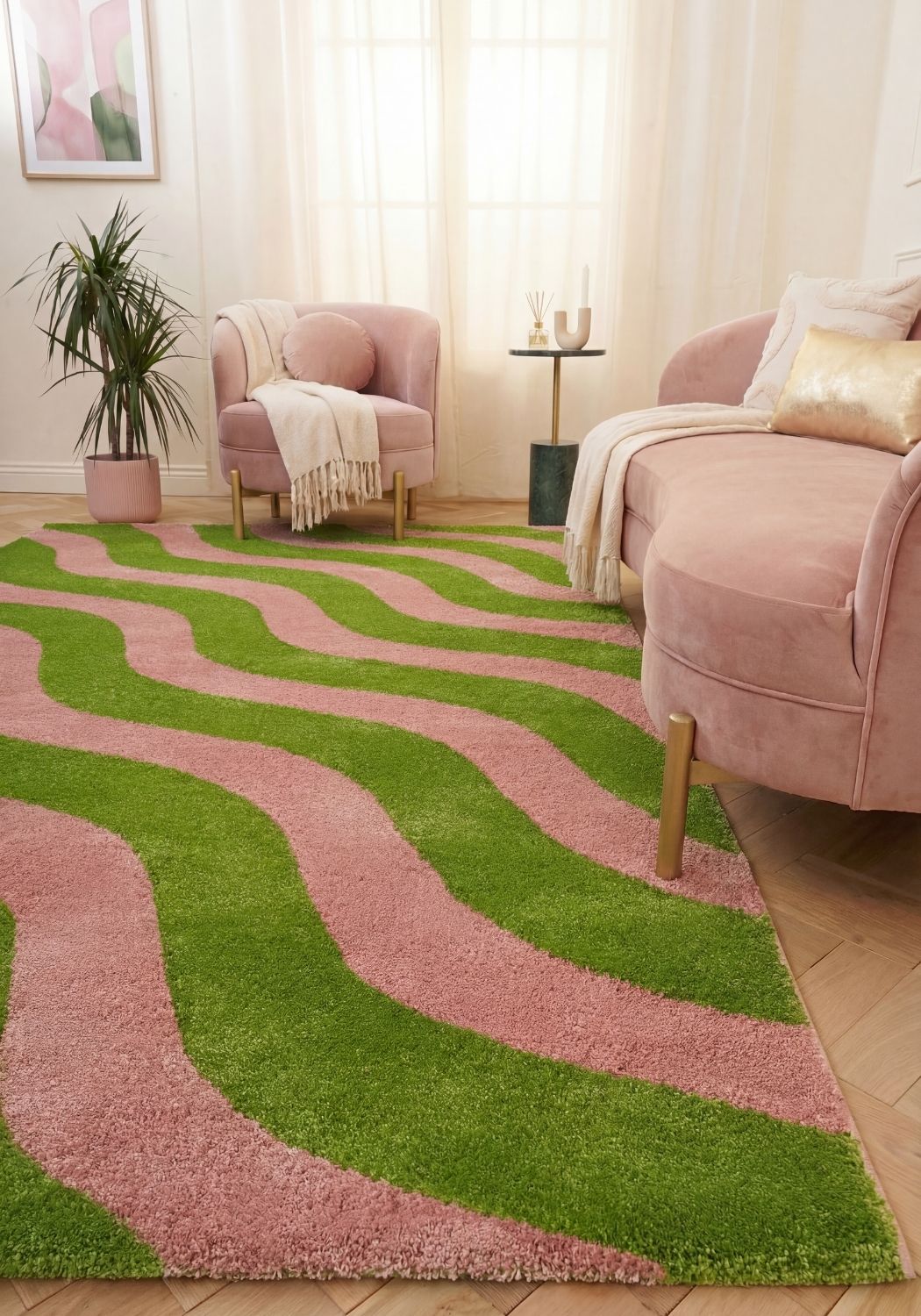 Garden Ripple Rug — styled interior view
