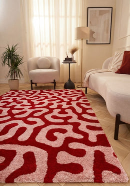Cherry Scribble Rug — styled interior view