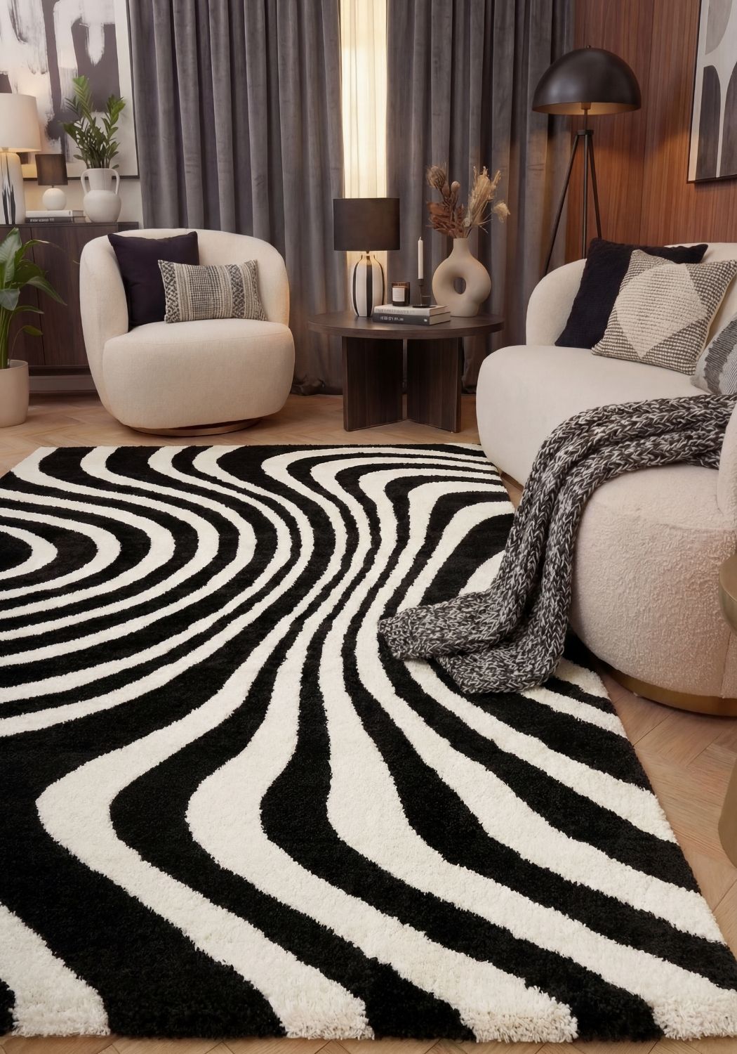 Mono Stripe Rug — styled interior view