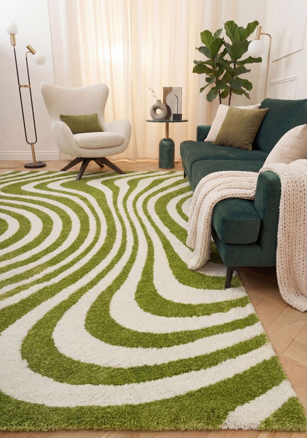 Garden Stripe Rug — styled interior view