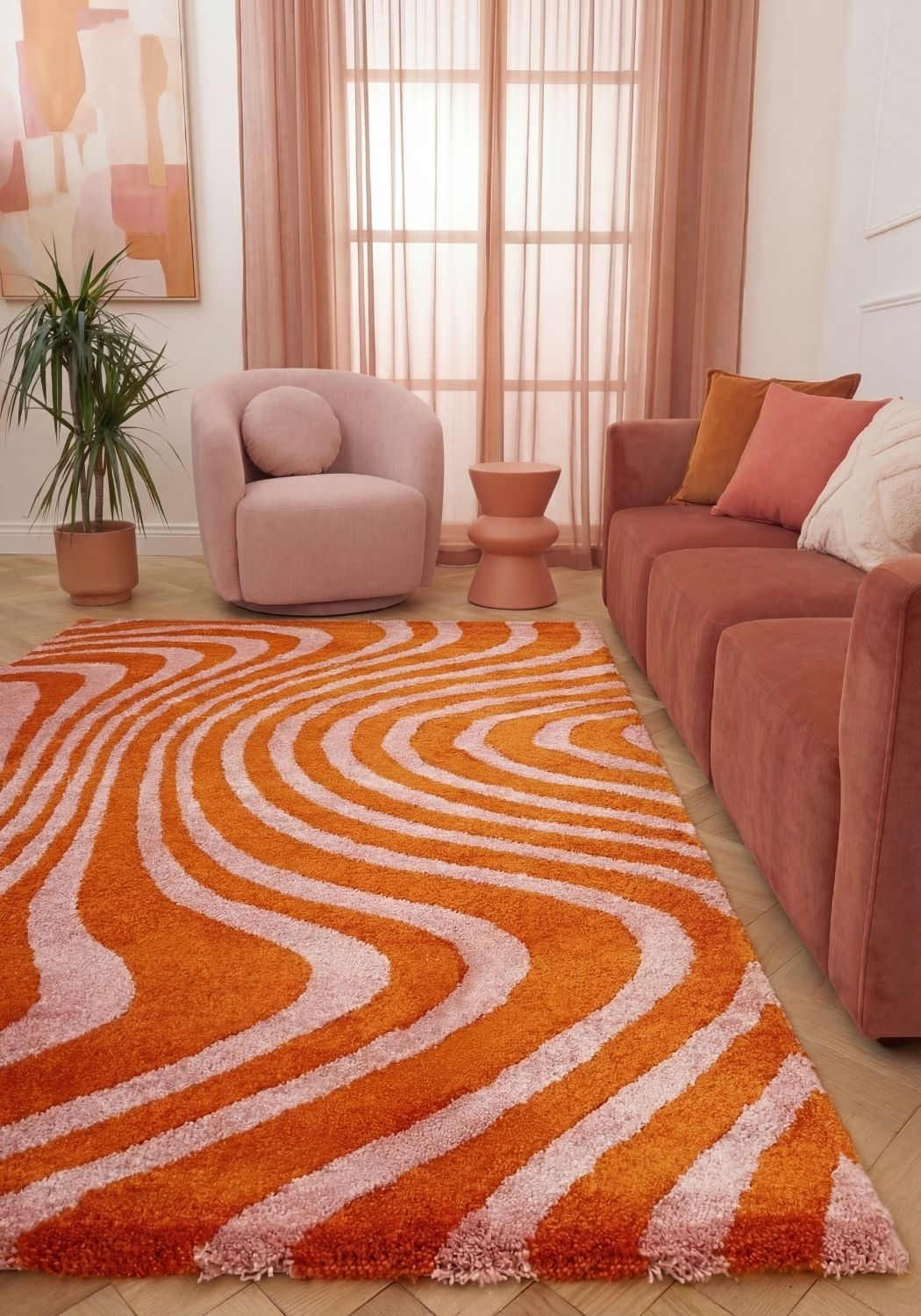 Sorbet Stripe Rug — styled interior view