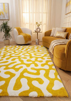 Lemon Scribble Rug — styled interior view