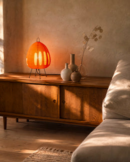Kiri Persimmon minimalist Japanese bedside lamp in orange