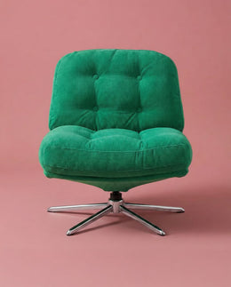 The Archive Chair in green corduroy with electroplated metal base