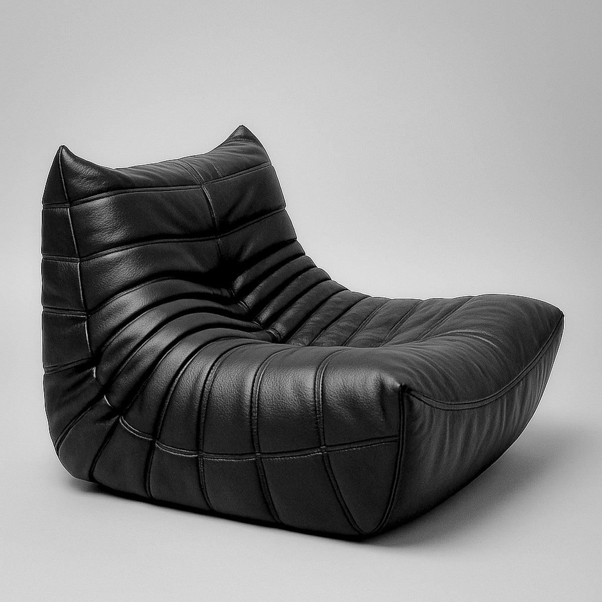 Black PU leather Caterpillar Lounger Chair viewed from the front