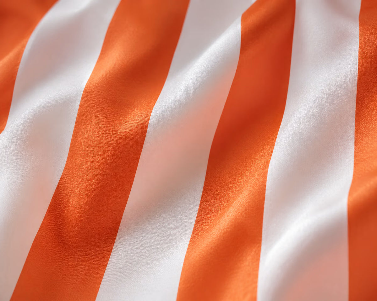 Cabana orange striped shower curtain – product view 4