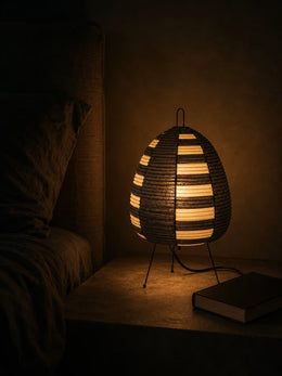 Kiri Sumi minimalist Japanese bedside lamp in black
