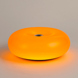 Orange Donut lamp with sculptural built-in LED glow