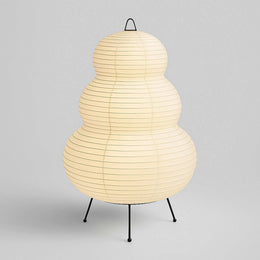 Hikaru Japanese paper table lamp with slim iron tripod