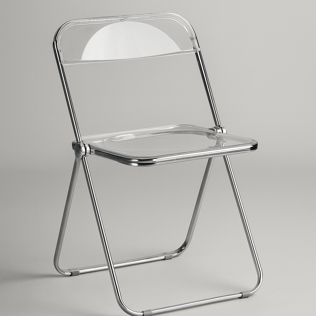 Mint green folding chair with chrome-look frame