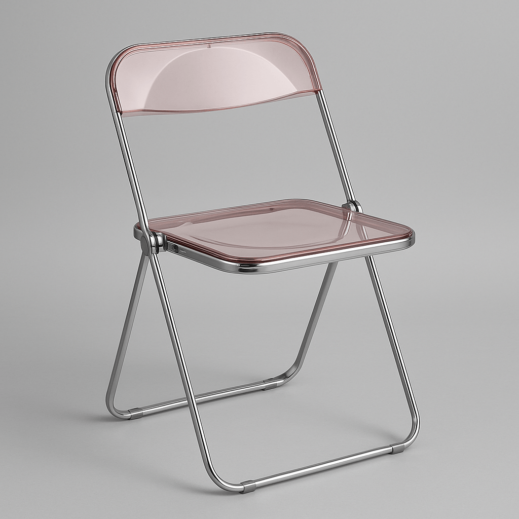 Ivory folding chair with chrome-look frame