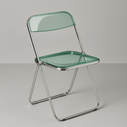 Rose pink folding chair with chrome-look frame