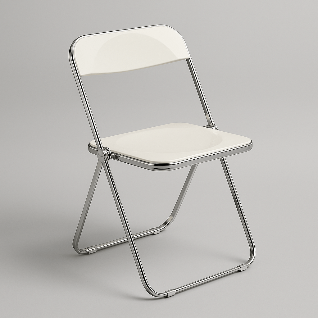 Crystal clear folding chair with chrome-look frame