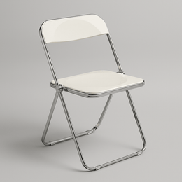 Crystal clear folding chair with chrome-look frame