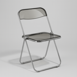 Cherry red folding chair with chrome-look frame