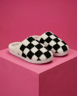Cozy Checker Slippers with checkerboard pattern
