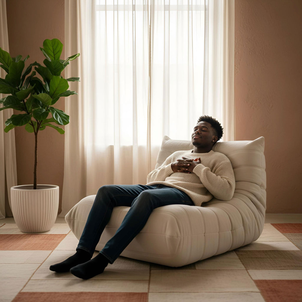 Low Caterpillar Lounger Chair used as a statement seat