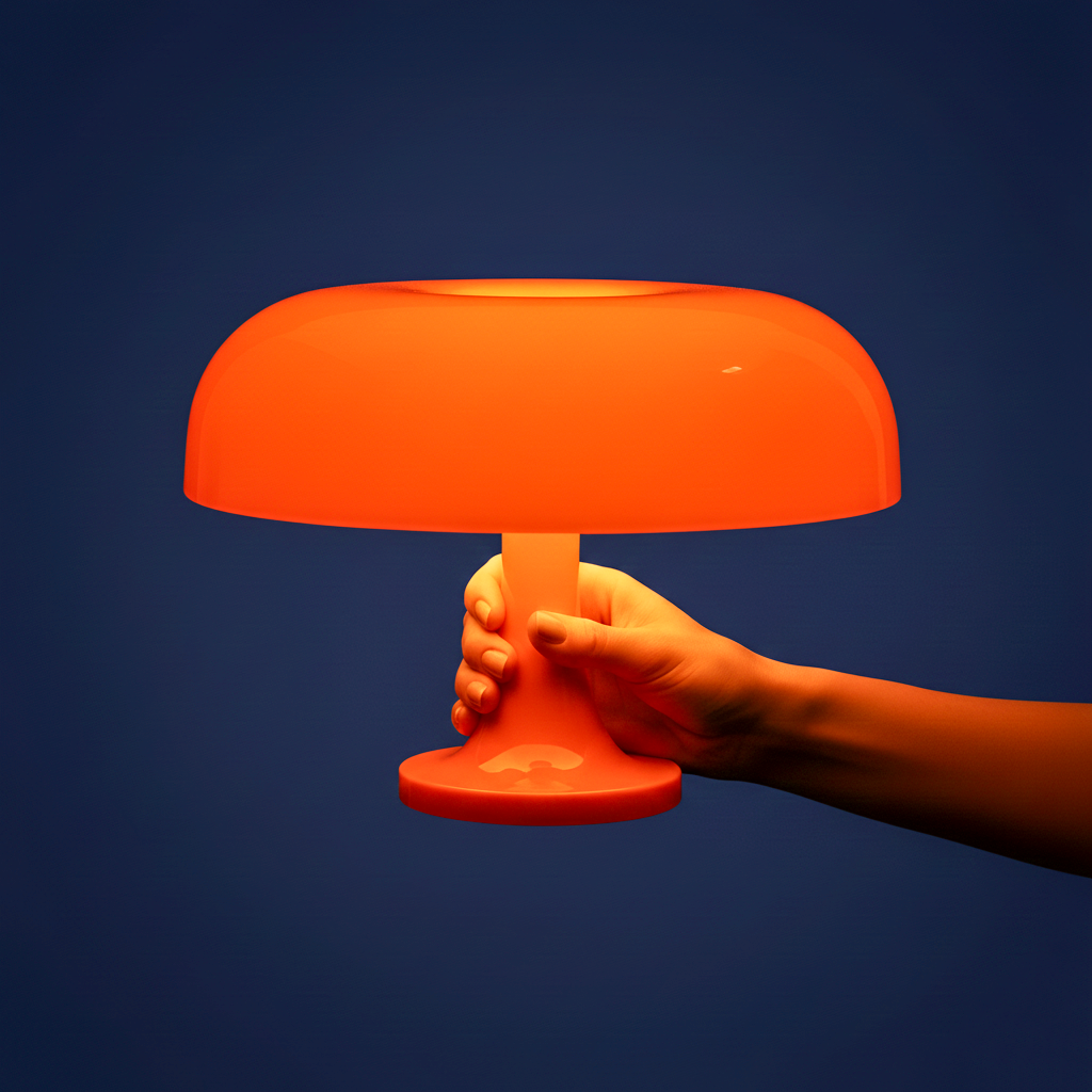Ambient mushroom desk lamp with sculptural acrylic dome