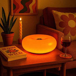Dimmable Donut lamp with stainless-steel touch control