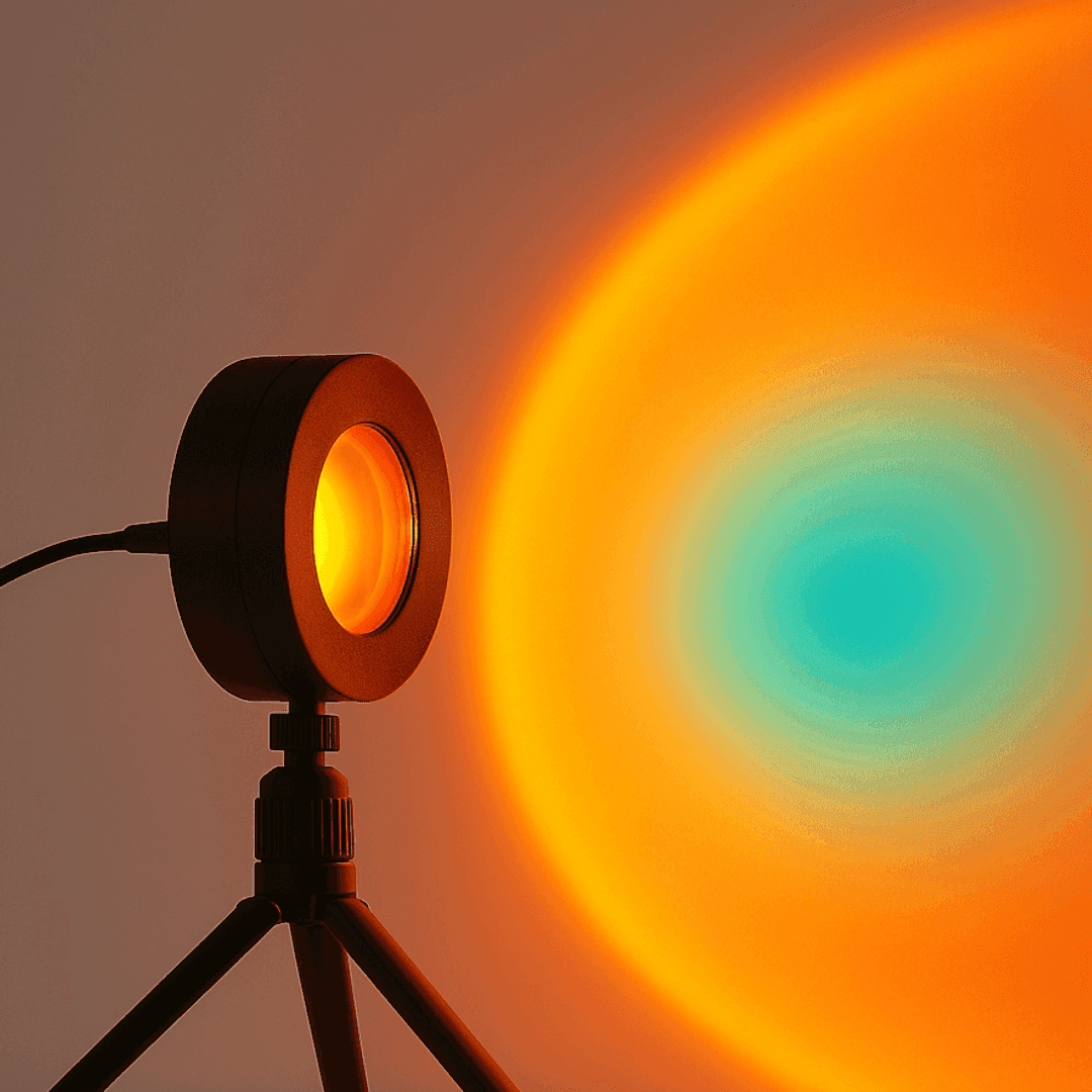 Compact sunset projector with adjustable lamp head
