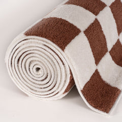 Clay Tile Rug — rolled side view
