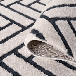 Cobalt Chevron Rug — folded construction detail