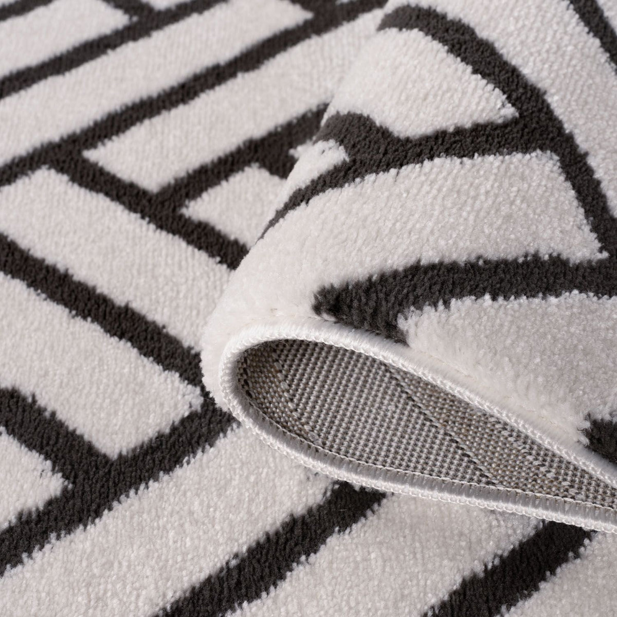 Slate Chevron Rug — folded construction detail