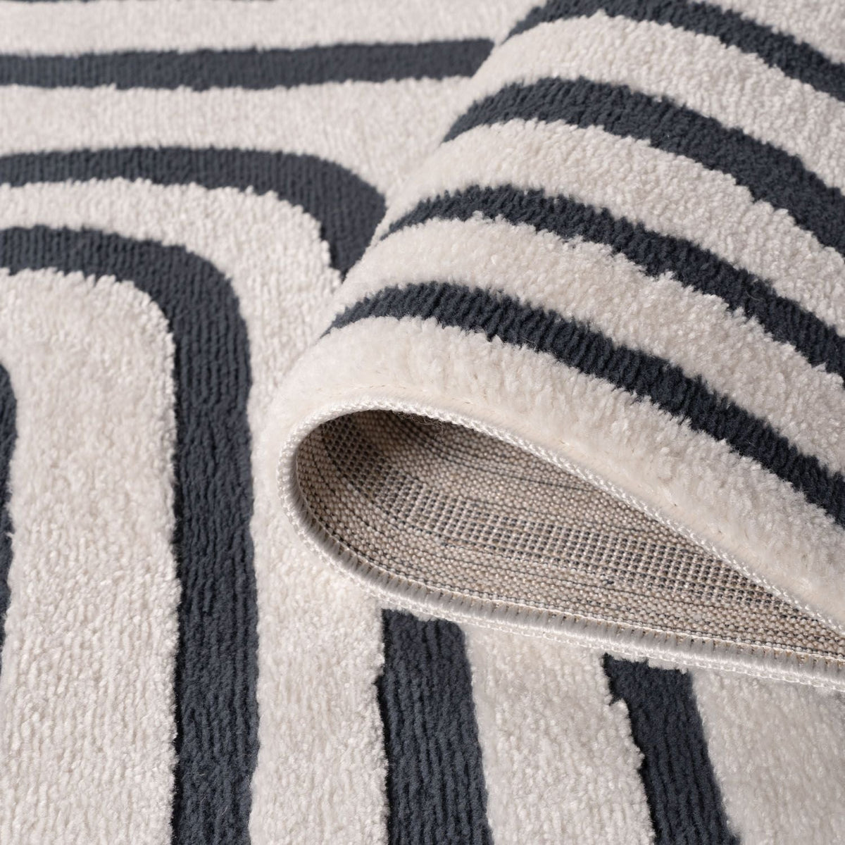 Cobalt Frame Rug — folded construction detail