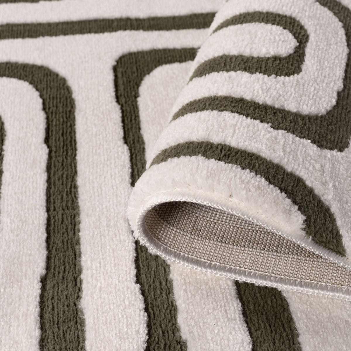 Olive Frame Rug — folded construction detail