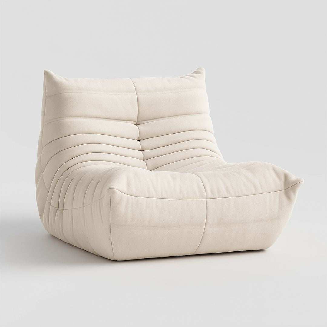 Front view of the Caterpillar Lounger Chair and curved backrest