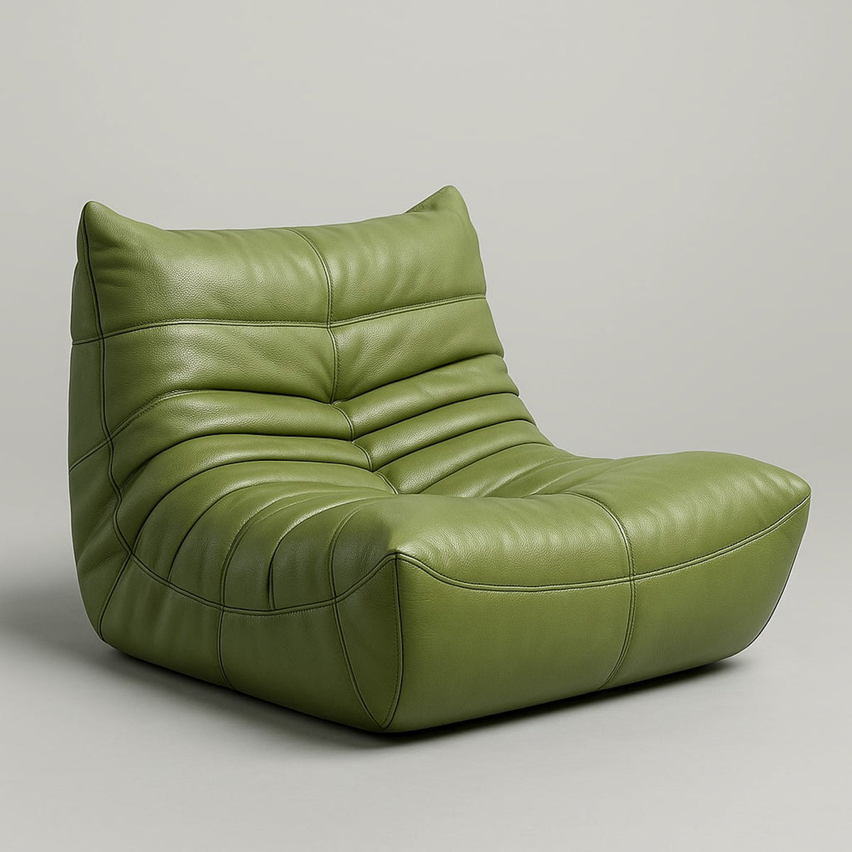 Green PU leather Caterpillar Lounger Chair with a smooth upholstered finish