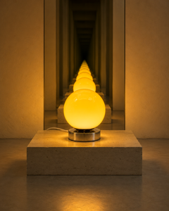 Low-profile cream globe bedside lamp with nine brightness levels