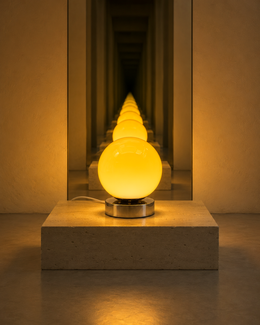 Low-profile cream globe bedside lamp with nine brightness levels