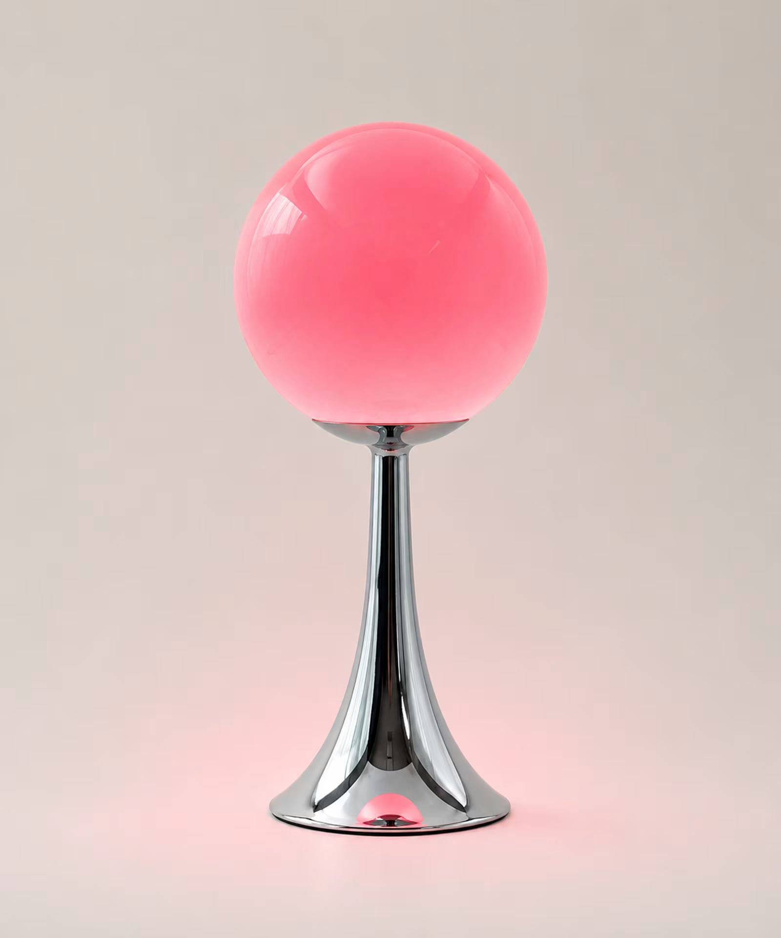 Modern pink glass bedside lamp with nine brightness levels