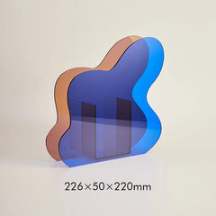 Midnight Blend Waveform Acrylic Vase in blue and bronze