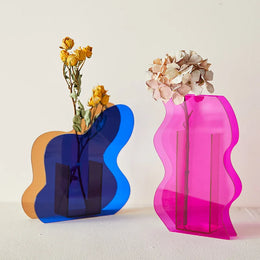 Waveform Acrylic Vase with layered transparent colour