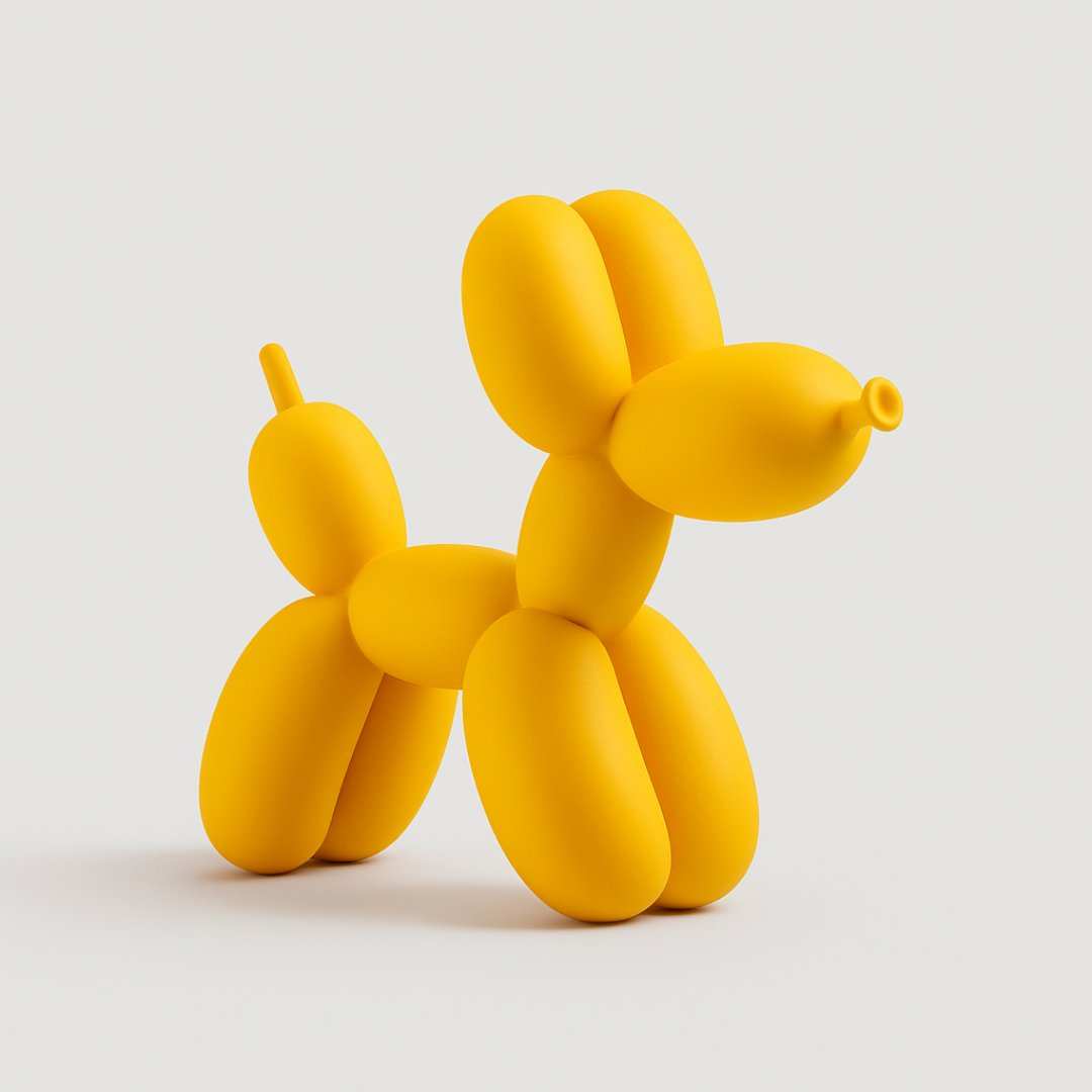 Matte resin Balloon Dog Sculpture in a styled interior