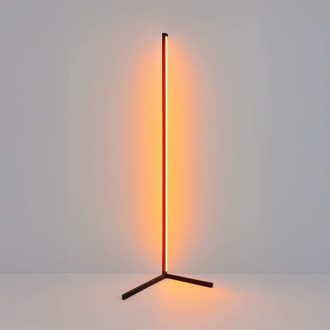 Ambient RGB corner floor lamp with remote-controlled colour lighting