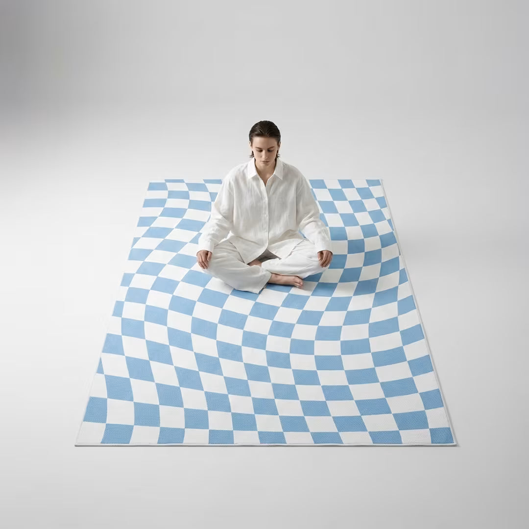 Retro Checkerboard Rug in a colourful room