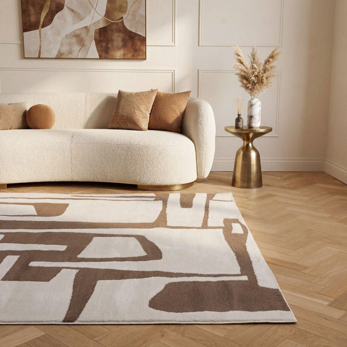 Umber Form Rug — styled interior view