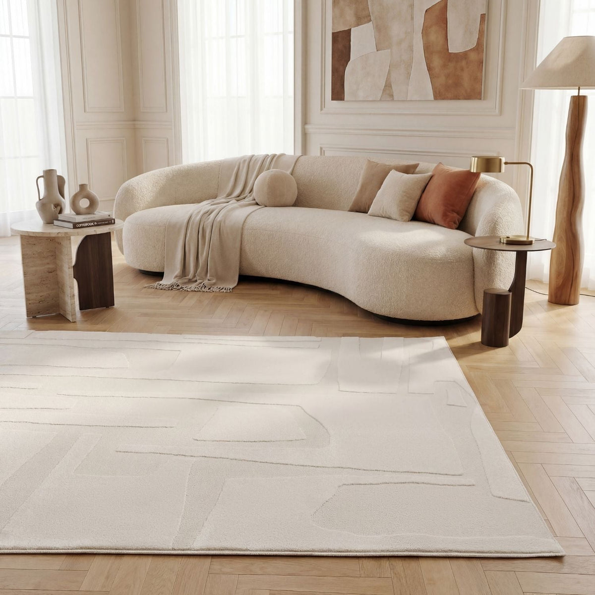 Chalk Form Rug — styled interior view