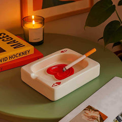 Ace of Spades glossy ceramic playing-card ashtray