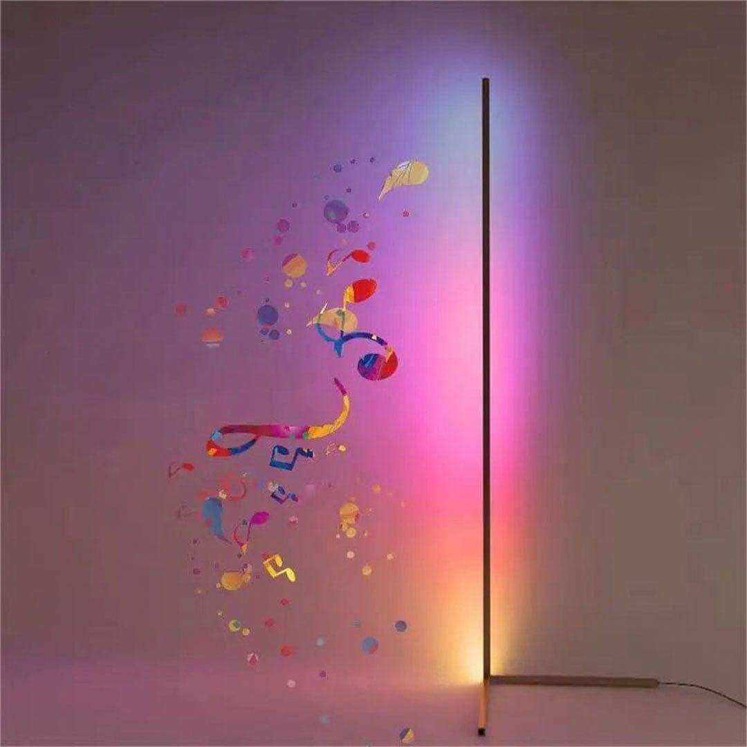 Slim RGB corner floor lamp for ambient wall lighting